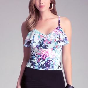 BEBE Printed Tiered Ruffled Cami Style #243031